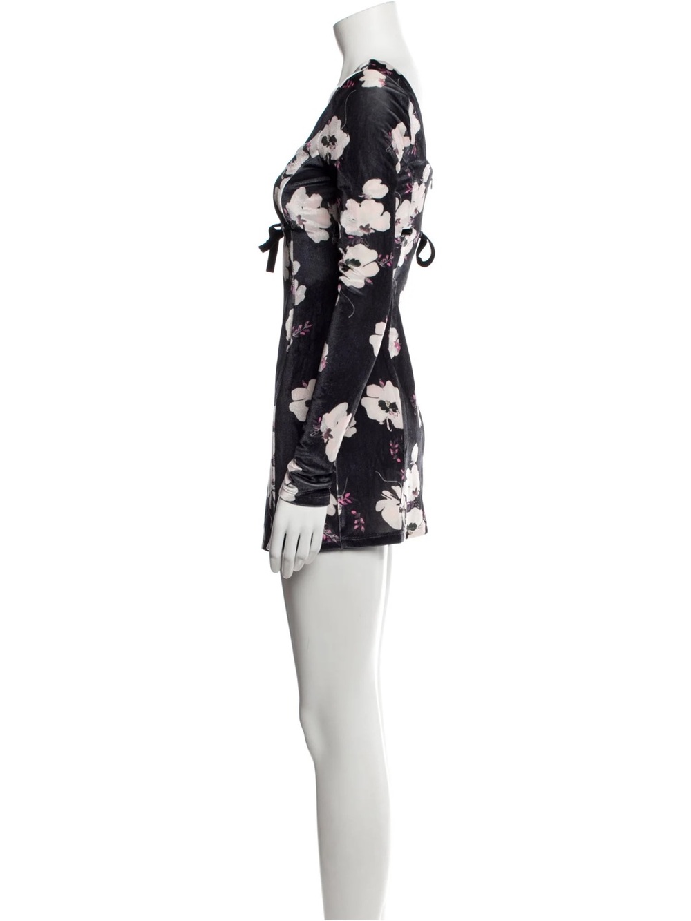 LoveShackFancy Watson Mini Babydoll Dress Black Floral Long Sleeve Sample XS